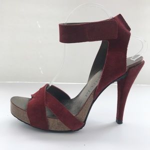 Pedro Garcia Red Suede Ankle Strap Platform Sandals US 10.5/40.5 Open-Toe